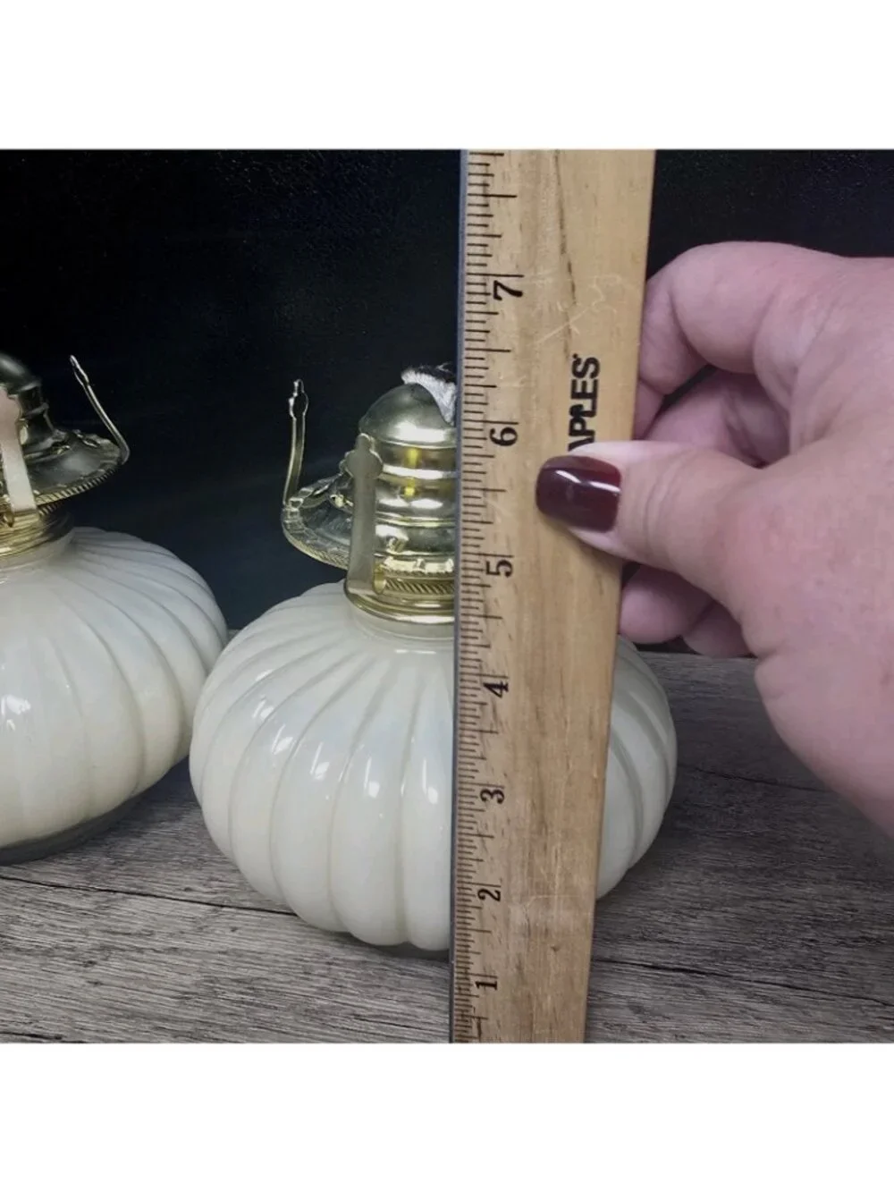 2 Cream Lamplight Farms Oil Lamp USA Functioning Lamps VTG GRANDMACORE